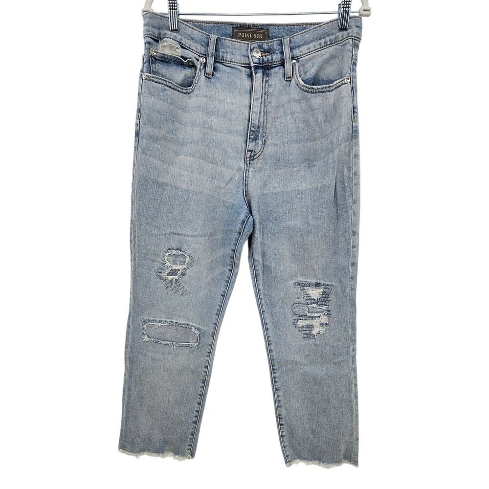 Point Sur High Rise Slim Boy Patchwork Jeans Size‎ 29 Light Wash